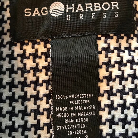 Sag Harbor Vintage Houndstooth Blazer: 80s Black White Textured Jacket, Size 8 - Picture 12 of 14